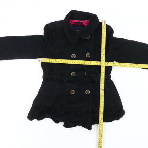 GapKids Girls Black XS Trench Coat Cotton Belted Double-Breasted