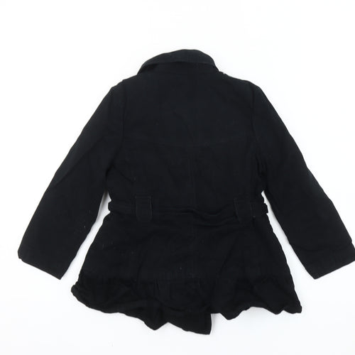 GapKids Girls Black XS Trench Coat Cotton Belted Double-Breasted