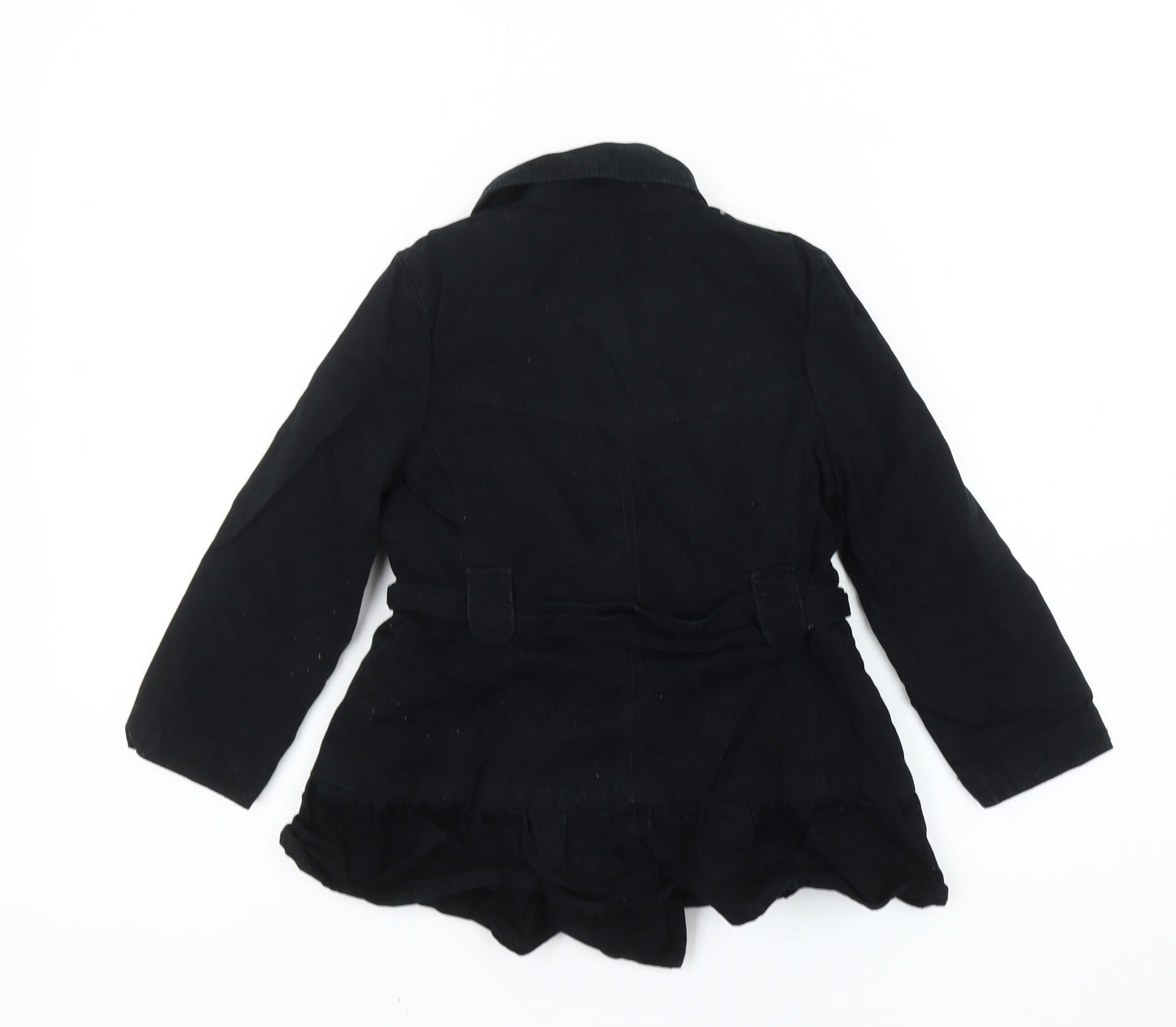 GapKids Girls Black XS Trench Coat Cotton Belted Double-Breasted