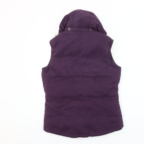 Fat Face Women’s Purple Fur Trim Hooded Puffer Waistcoat Size 10