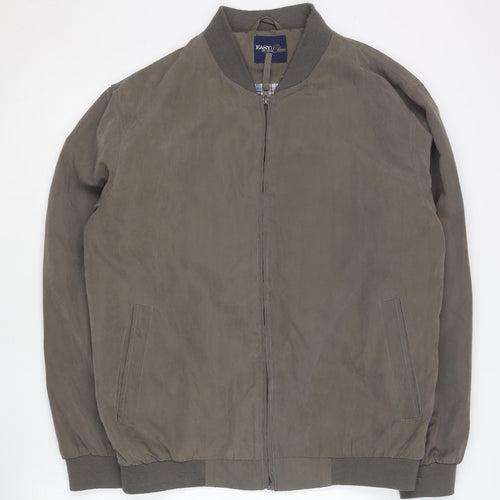 Easy Classic Men’s Brown Bomber Jacket M Polyester Zip Casual
