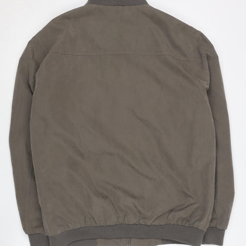 Easy Classic Men’s Brown Bomber Jacket M Polyester Zip Casual