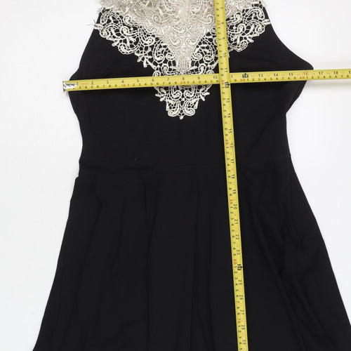 AX Paris Women Black Lace Fit & Flare Dress M Party Cocktail