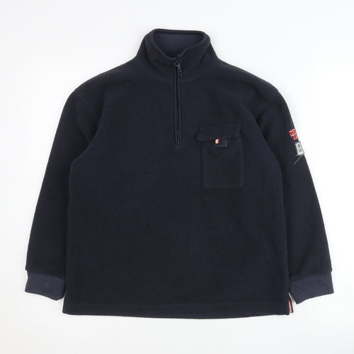 Cyrillus Boys Blue Fleece 1/4 Zip Baseball Sweatshirt Age 10 Years