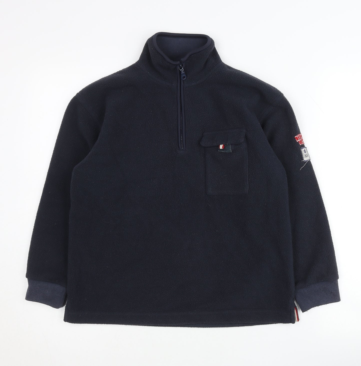 Cyrillus Boys Blue Fleece 1/4 Zip Baseball Sweatshirt Age 10 Years