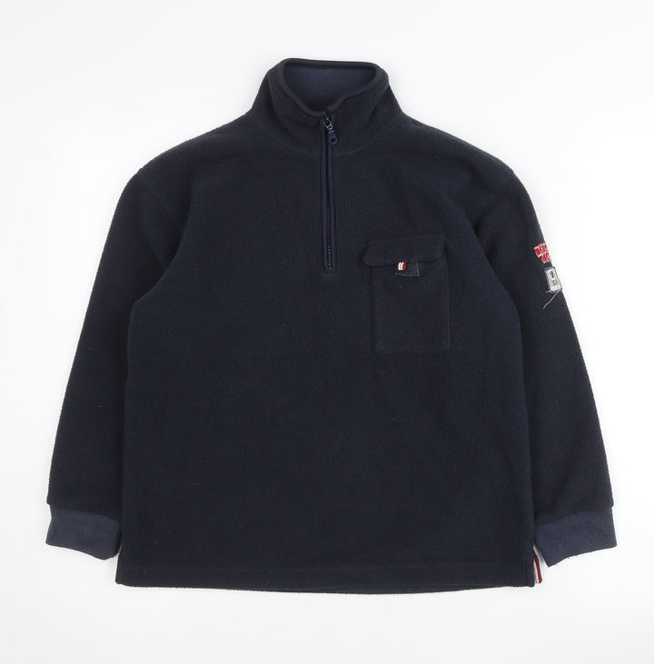 Cyrillus Boys Blue Fleece 1/4 Zip Baseball Sweatshirt Age 10 Years
