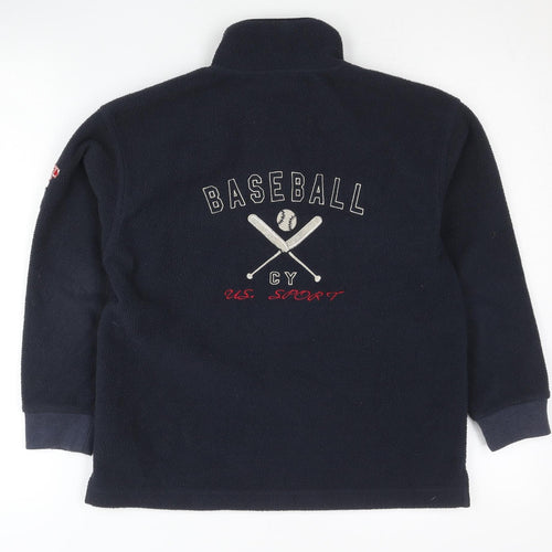 Cyrillus Boys Blue Fleece 1/4 Zip Baseball Sweatshirt Age 10 Years