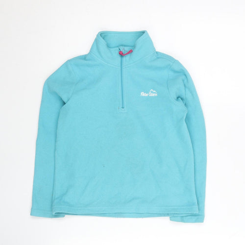 Peter Storm Girls Blue Fleece 1/2 Zip Sweatshirt 7-8 Years Outdoor Wear