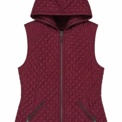 New Look Womens Red Quilted Hooded Waistcoat UK 12 Sleeveless