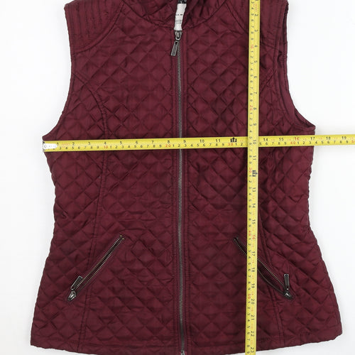 New Look Womens Red Quilted Hooded Waistcoat UK 12 Sleeveless