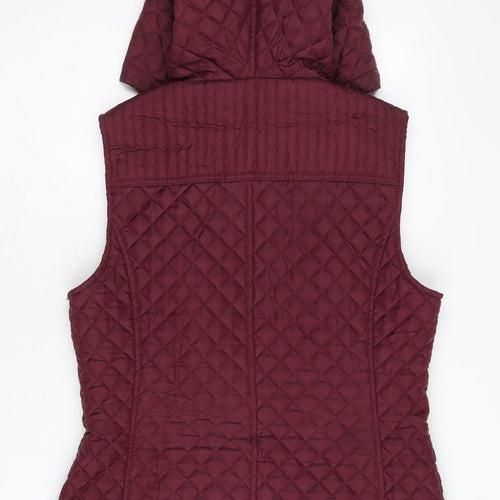 New Look Womens Red Quilted Hooded Waistcoat UK 12 Sleeveless