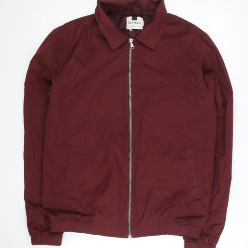 Topman Mens Red M Jacket Cotton Polyester Basic Full Zip Casual