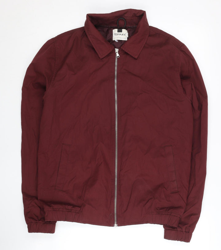 Topman Mens Red M Jacket Cotton Polyester Basic Full Zip Casual