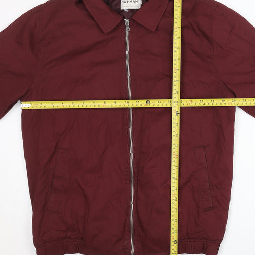 Topman Mens Red M Jacket Cotton Polyester Basic Full Zip Casual