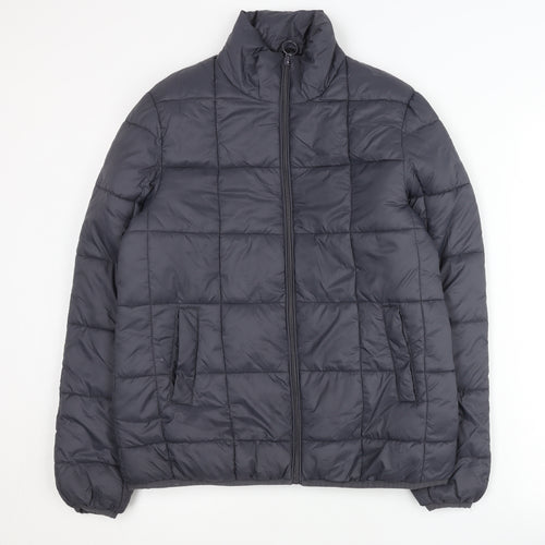 George Women's Grey Puffer Jacket Coat Size S Quilted Mid-Length Winter