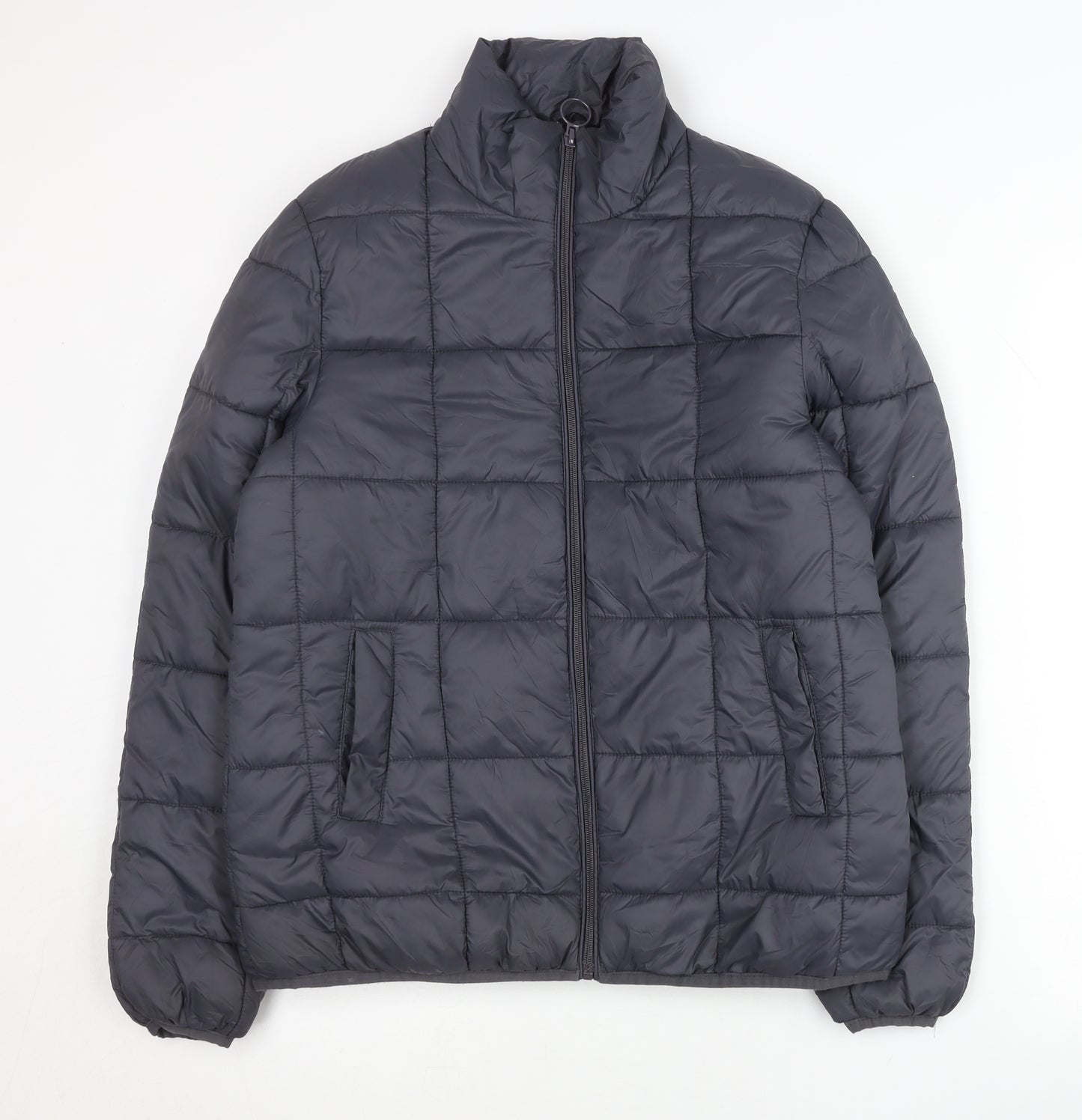George Women's Grey Puffer Jacket Coat Size S Quilted Mid-Length Winter