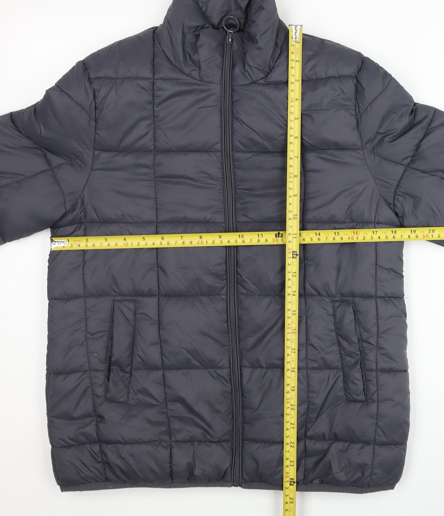 George Women's Grey Puffer Jacket Coat Size S Quilted Mid-Length Winter