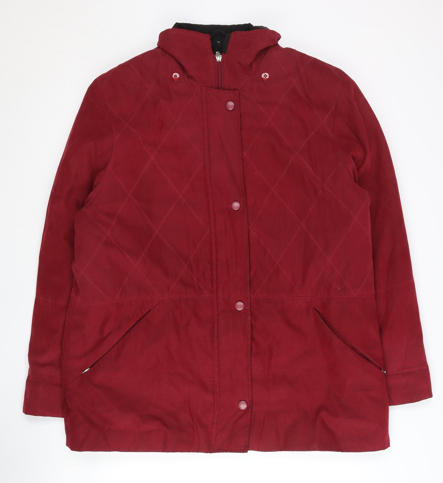 Finesse Womens Red Quilted Mid-Length Coat Size 18 Winter Jacket
