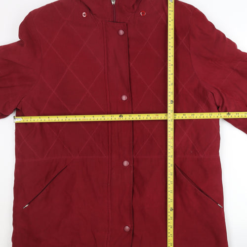 Finesse Womens Red Quilted Mid-Length Coat Size 18 Winter Jacket