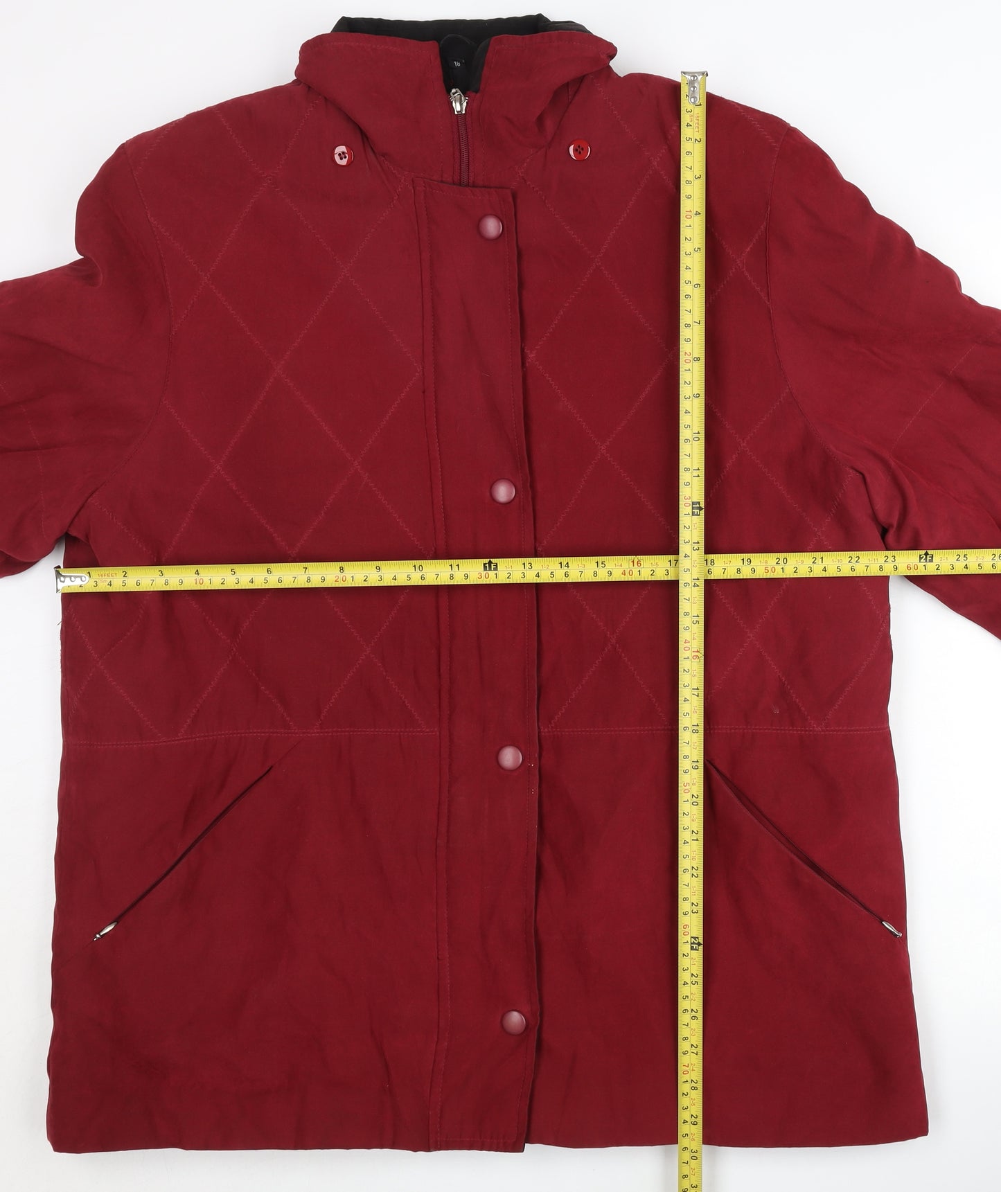 Finesse Womens Red Quilted Mid-Length Coat Size 18 Winter Jacket