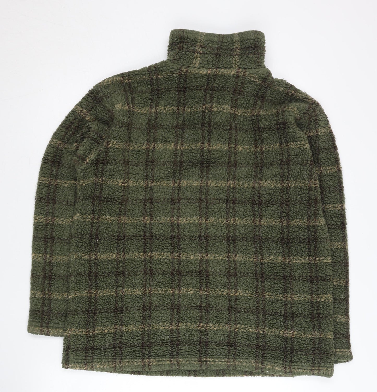 Moto Mens Green Fleece Checked 1/4 Zip Pullover Sweatshirt Size S