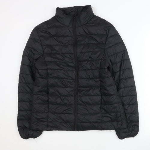 Boohoo Women’s Black Puffer Jacket Size 8 Quilted Winter Coat