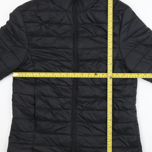 Boohoo Women’s Black Puffer Jacket Size 8 Quilted Winter Coat