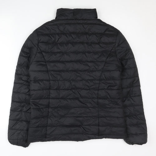 Boohoo Women’s Black Puffer Jacket Size 8 Quilted Winter Coat