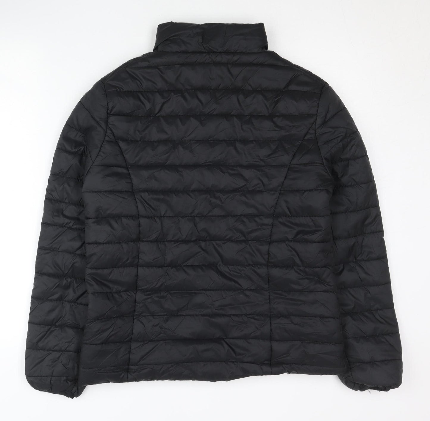 Boohoo Women’s Black Puffer Jacket Size 8 Quilted Winter Coat