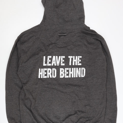 Just Hoods Men’s Grey Pullover Hoodie L Graphic Coffee Quote