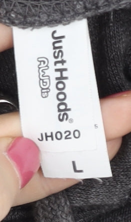 Just Hoods Men’s Grey Pullover Hoodie L Graphic Coffee Quote