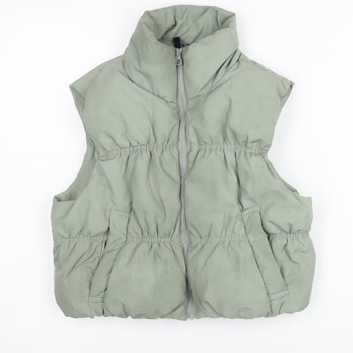 H&M Divided Women’s Green Puffer Waistcoat Gilet Size 6 Sleeveless
