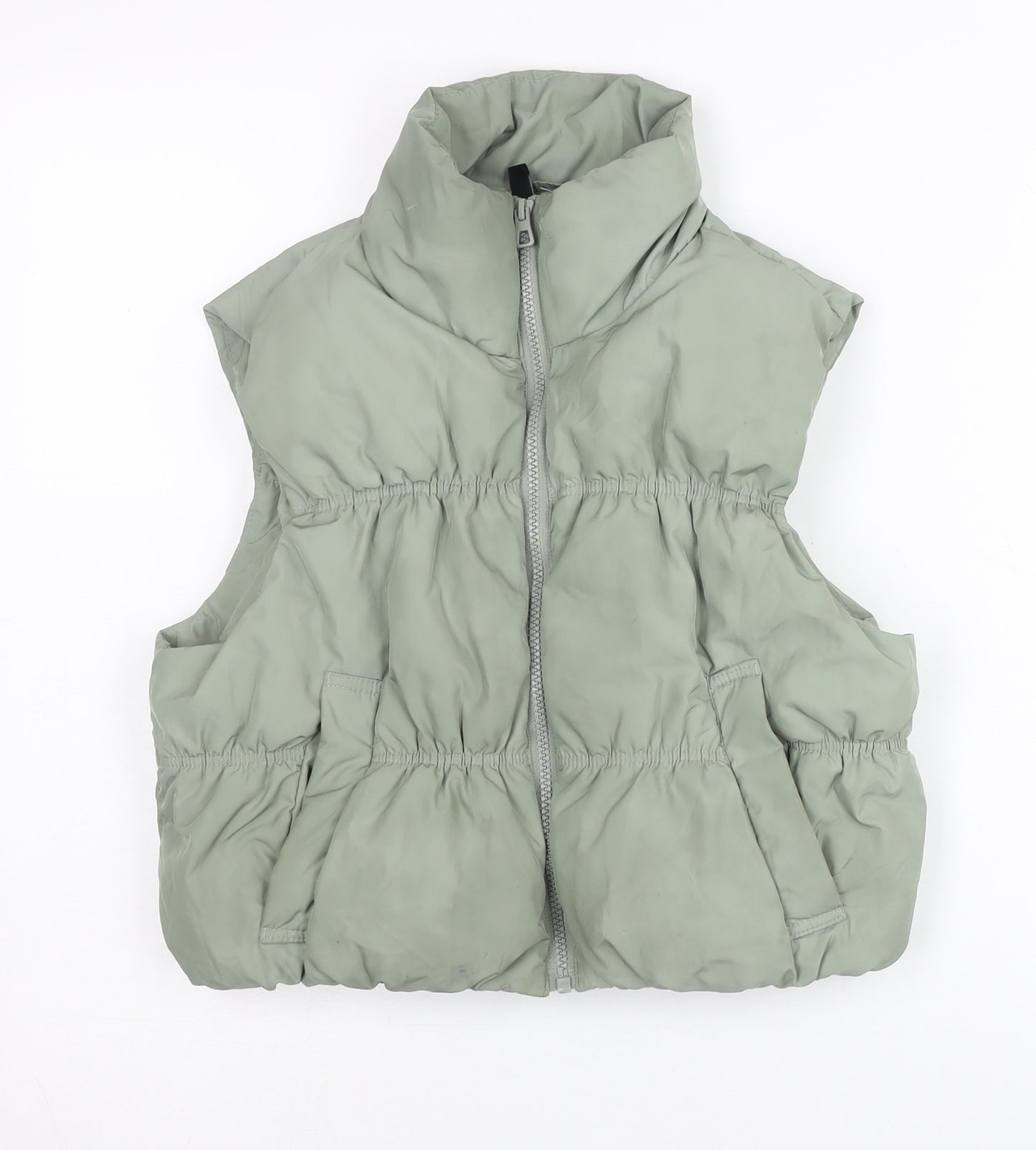 H&M Divided Women’s Green Puffer Waistcoat Gilet Size 6 Sleeveless