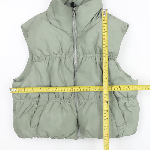 H&M Divided Women’s Green Puffer Waistcoat Gilet Size 6 Sleeveless