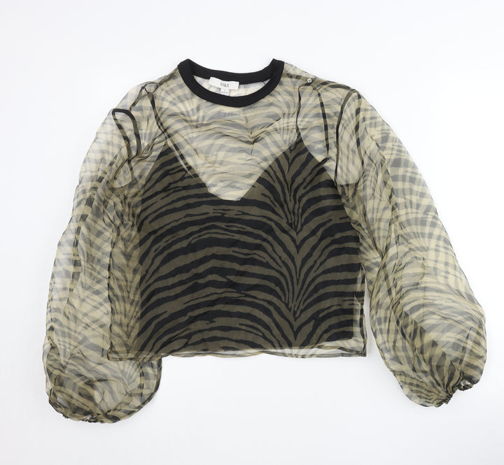Marks and Spencer Women’s Black Animal Print Sheer Blouse Size 6