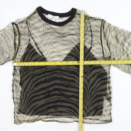 Marks and Spencer Women’s Black Animal Print Sheer Blouse Size 6