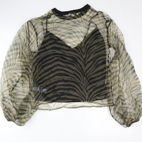 Marks and Spencer Women’s Black Animal Print Sheer Blouse Size 6