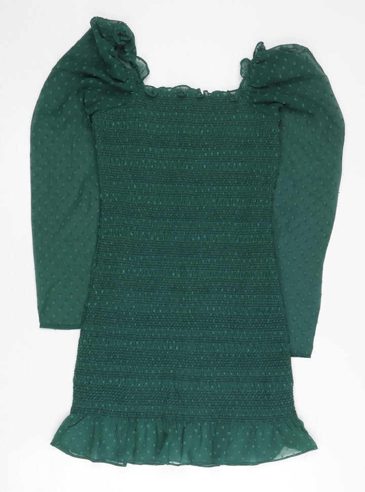 ASOS Women’s Green Size 8 Bodycon Puff Sleeve Short Dress