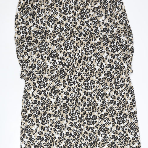 Marks and Spencer Women’s Beige Leopard Print Shift Dress Size 14