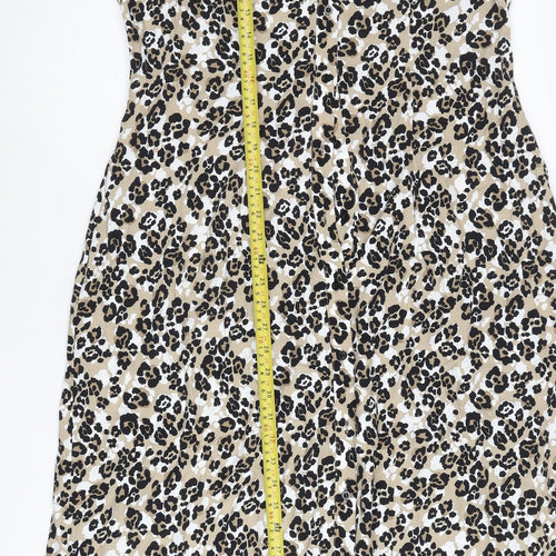 Marks and Spencer Women’s Beige Leopard Print Shift Dress Size 14