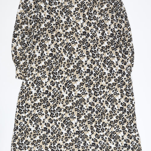 Marks and Spencer Women’s Beige Leopard Print Shift Dress Size 14