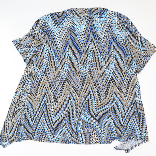 Bassini Women’s Blue Multicoloured Tunic Blouse Size 18 Scoop Neck