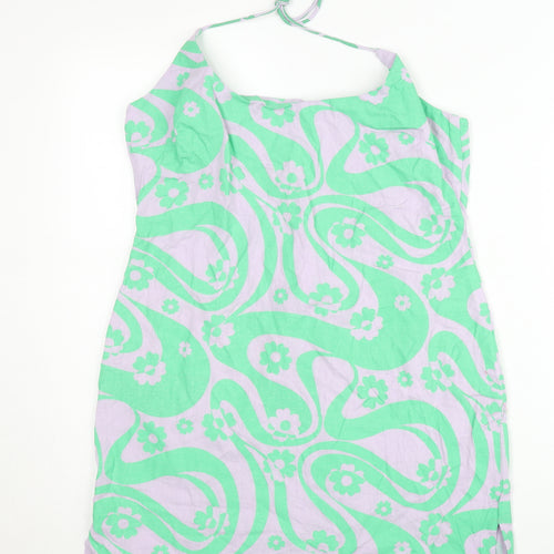ASOS Design Women’s Green Floral Halter Slip Dress UK 12