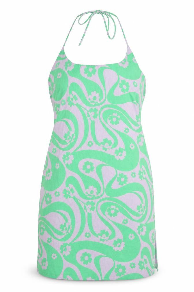 ASOS Design Women’s Green Floral Halter Slip Dress UK 12