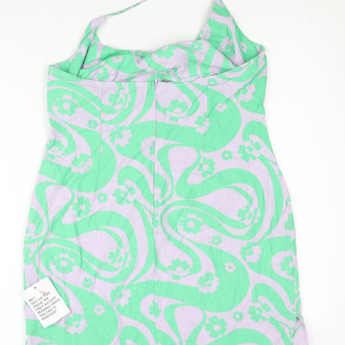 ASOS Design Women’s Green Floral Halter Slip Dress UK 12