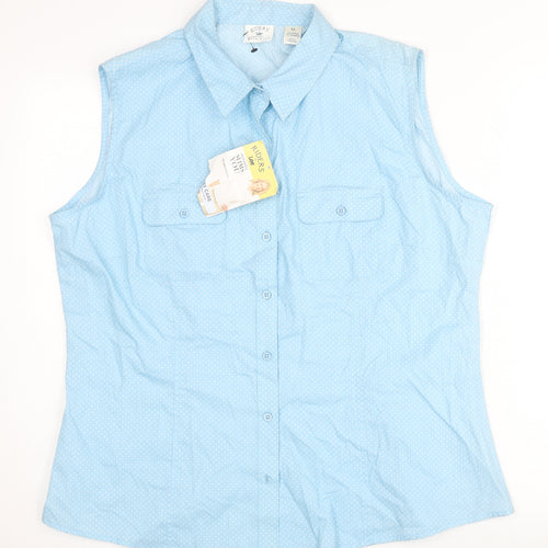 Lee Riders Women’s Blue Polka Dot Sleeveless Button-Up Shirt XL