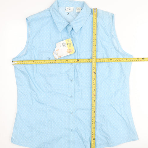 Lee Riders Women’s Blue Polka Dot Sleeveless Button-Up Shirt XL