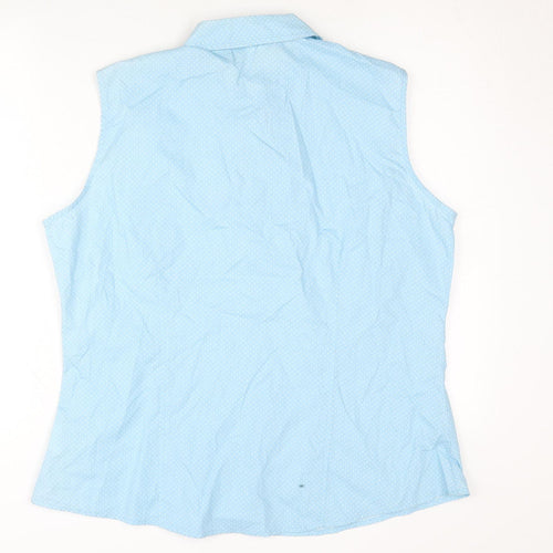Lee Riders Women’s Blue Polka Dot Sleeveless Button-Up Shirt XL