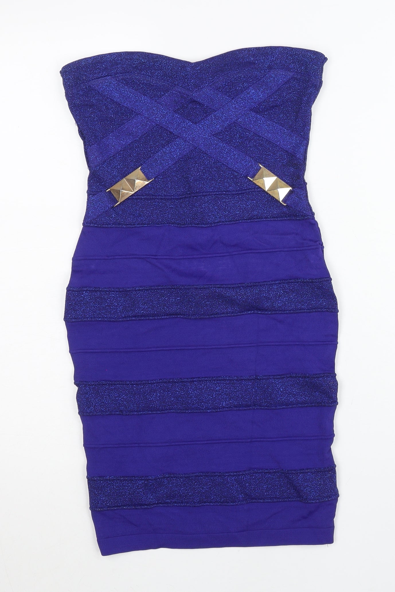Lipsy Women Purple Bodycon Strapless Sweetheart Mini Dress Size 10