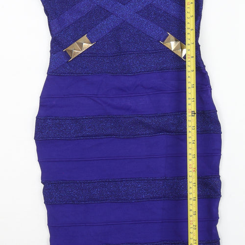 Lipsy Women Purple Bodycon Strapless Sweetheart Mini Dress Size 10